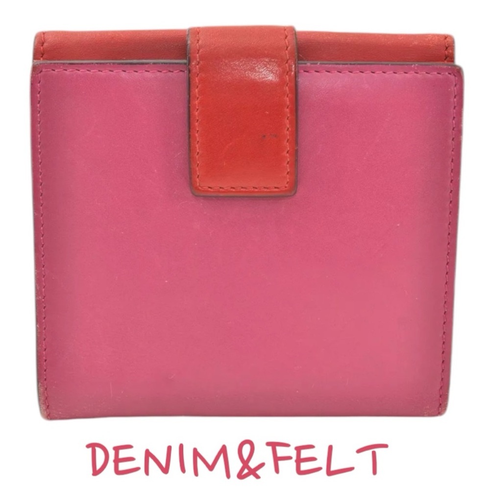 GUCCI Vintage Pink & Red Leather French Flap Bifold Compact Wallet - Picture 3 of 16